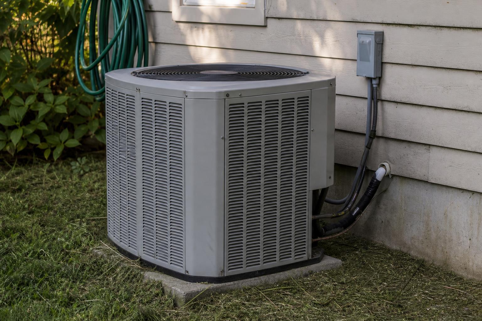 Central AC condenser at a residential install